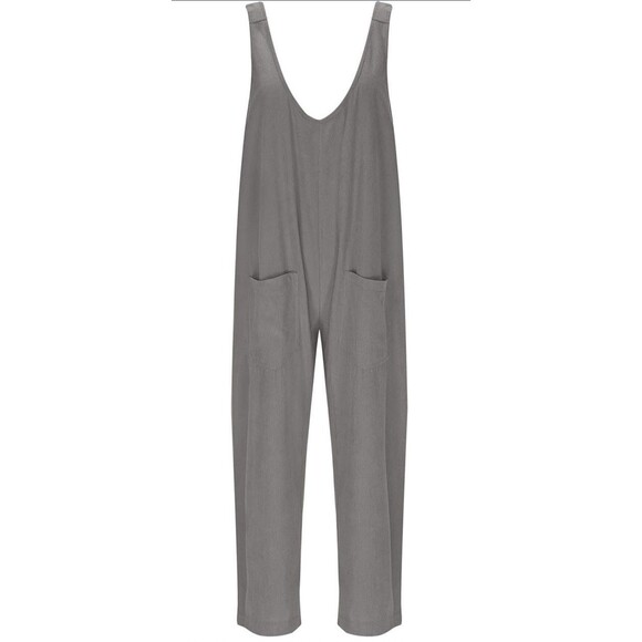 Soft NWT XL Overalls Women Dark Gray Corduroy Baggy Lagenlook Grunge Comfy - Picture 8 of 10